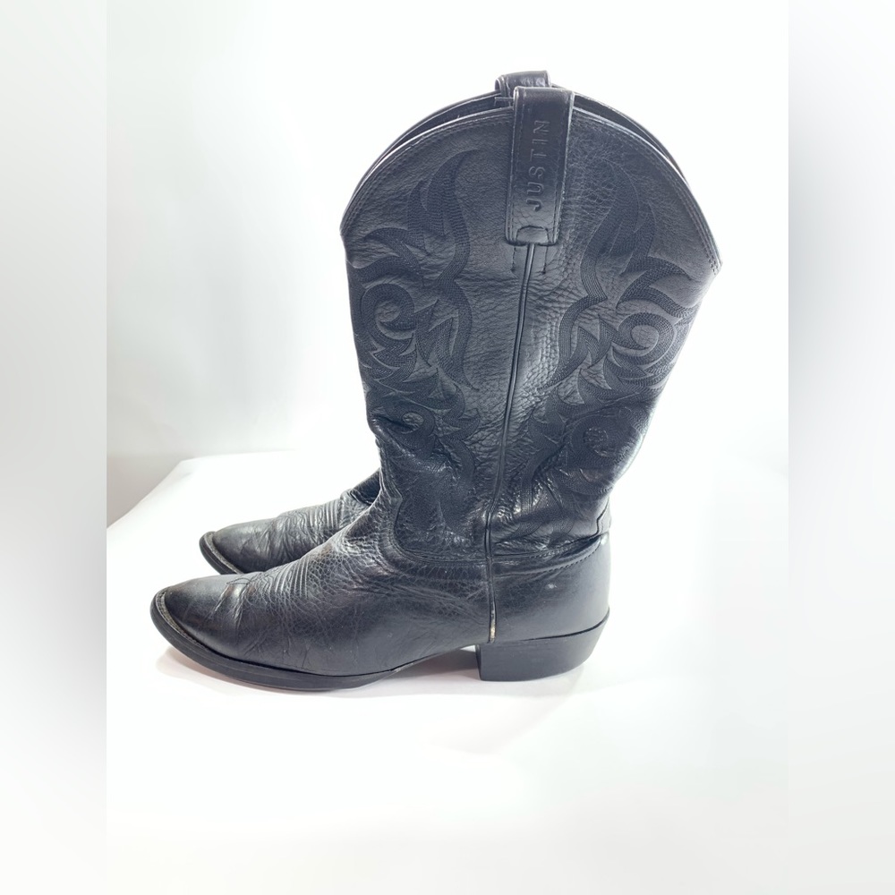 Justin Stampede Men’s Size 10 EE Black Leather Boots
